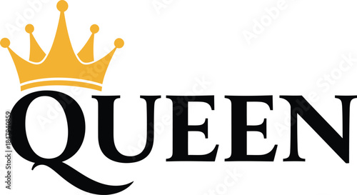 Royal Queen Text Logo with Crown Icon