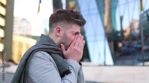 City Sneezes and Coughs A Young Bearded Man Flu Story Unfolds
