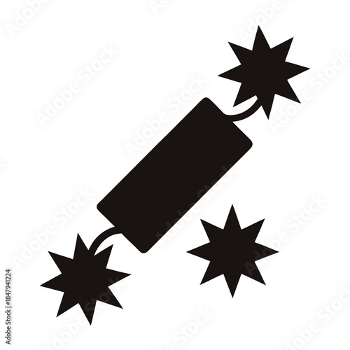 Vector illustration of a black dynamite stick with spark flares