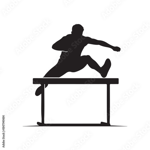 Hurdler silhouette vector flat illustration on white background