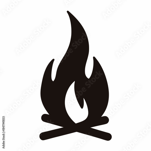 Simple black and white clip art drawing of a stylized campfire