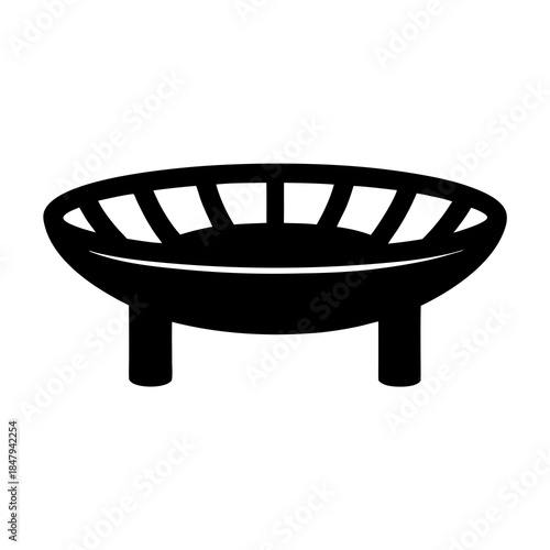 Elevated basket with legs in black silhouette on a white background