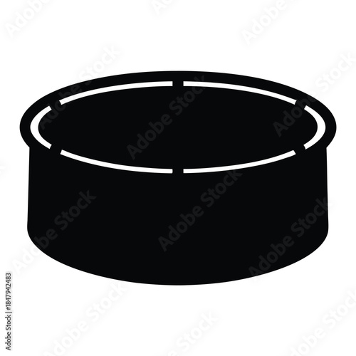 Simple isolated cylindrical container black and white vector graphic illustration