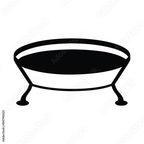 Black and white silhouette of cauldron or bowl on pedestal legs