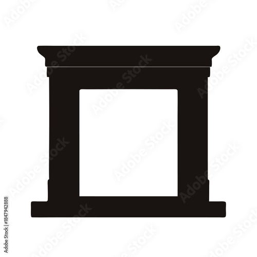 A silhouette of a classical style doorway or picture frame isolated