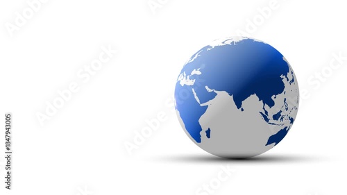 mondo, pianeta, terra, rotazione, appoggiato, sfondo bianco, mappamondo