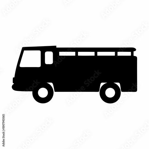 Silhouette illustration of a retro fire engine, a symbol of emergency services