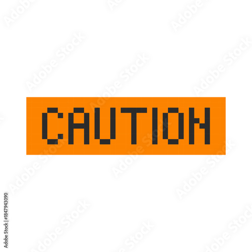 Caution warning of danger 8 bit message interface. Warning - notice window in 8-bit style.