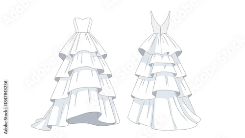 Elegant Ruffled Gown Designs: A Study in Sophistication and Volume