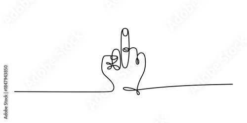 Continuous line drawing of a hand displaying an offensive middle finger gesture Vector, illustration