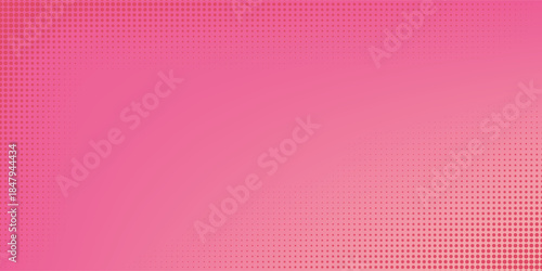 Pink orange polka dots gradient halftone background. Pop art cartoon dot texture with comic graphic design, Horizontal abstract pattern wall for cover digital technology.Print