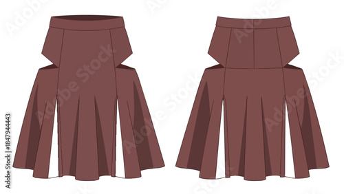 Elegant draped outerwear design concept for fashion illustration showcasing unique shoulder cutouts and flowing silhouette