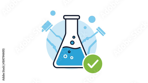 Science experiment concept with beaker and test tubes
