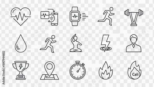 Fitness and sports icons for healthy lifestyle and wellness