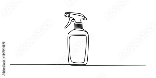 Continuous line drawing of a spray bottle for cleaning products or disinfectant Vector, illustration