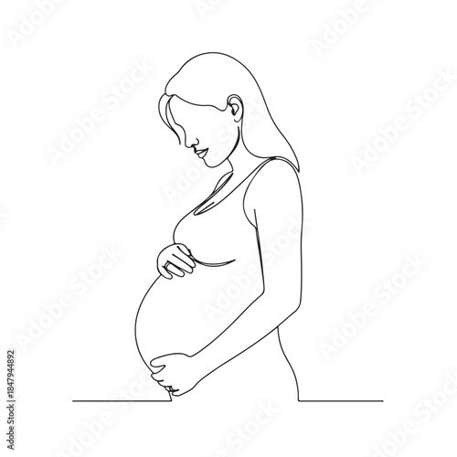 Pregnant woman holding belly