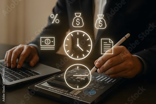 Wallpaper Mural Time-Sensitive Financial Planning in a Digital Workspace, businessman holding a calculator Torontodigital.ca