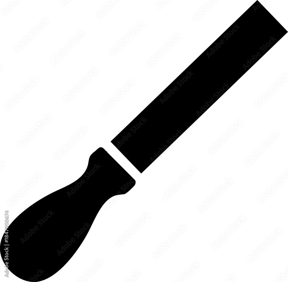 Fototapeta premium Hand file tool black silhouette icon for shaping material.