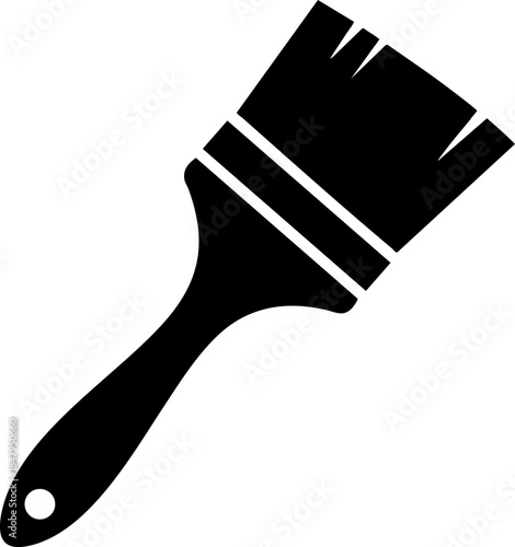 Flat Black Paint Brush Tool Icon Vector Graphic
