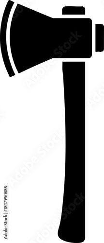 Simple black axe or hatchet silhouette icon graphic element.