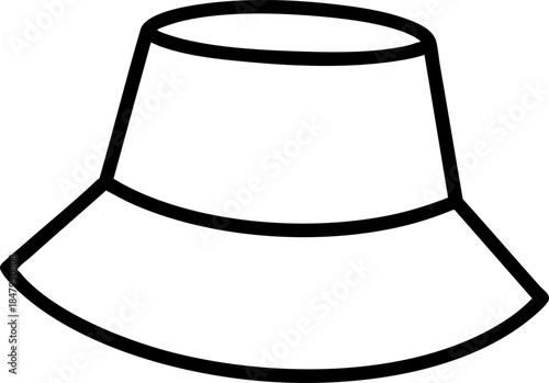Minimalist Black Line Drawing Icon of a Fashionable Bucket Hat