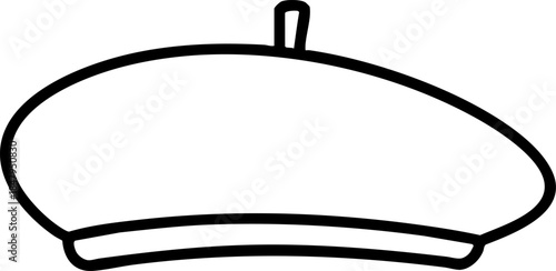 Simple Beret Hat Line Art Drawing Icon Vector Illustration
