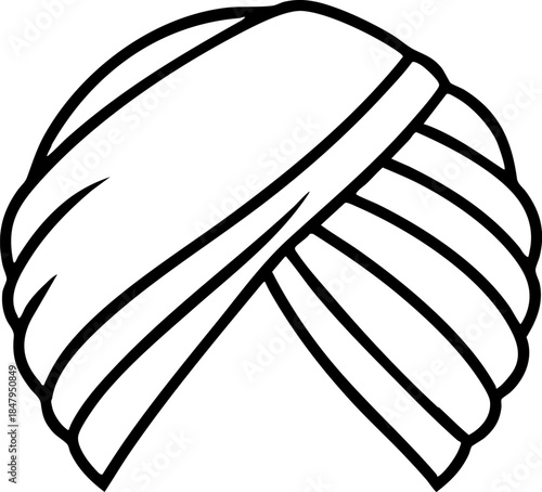 Traditional Indian or Sikh Turban Headwear Line Art Icon