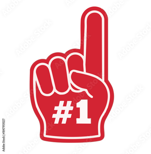 Number 1 one sports fan foam hand with raising forefinger vector icon