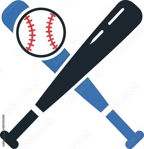 Crossed Baseball Bats and Ball Icon Vector Graphic Sport Equipment Symbol for Team Games baseball