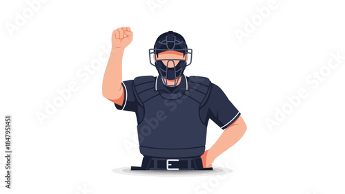 Baseball Umpire Signaling Strike with Fist Raised Sports Official Judging Game Illustration baseball