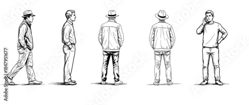 Modern architectural people pack in hand-drawn CAD sketch style. Versatile entourage figures for diagrams, maps, and presentations.