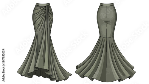 Elegant Drape and Flare Skirt Designs Showcasing Sophisticated Silhouettes