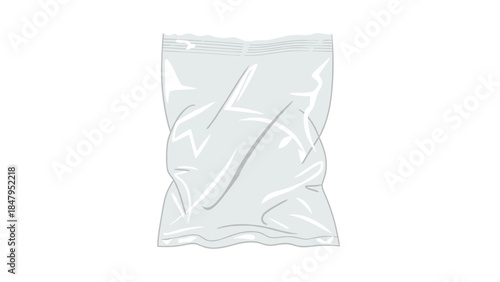 Silver plastic packaging with crumpled texture is isolated on a white background, suggesting a snack or food item inside.