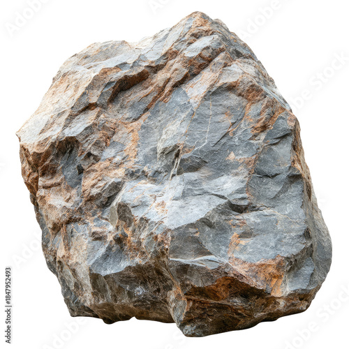 Rough Brown And Gray Rock Isolated On A Transparent Background Showing Textured Surface Details
