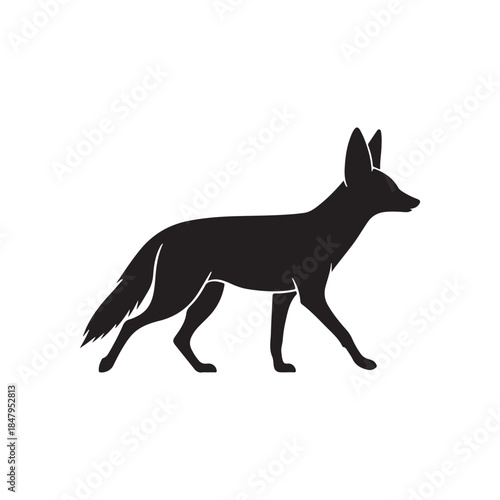 Jackal silhouette vector flat illustration on white background