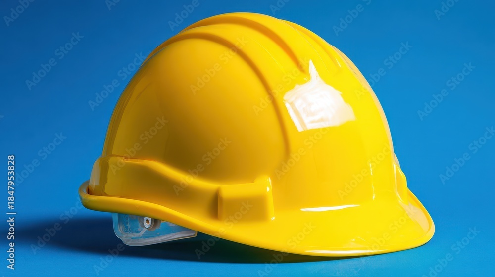 Fototapeta premium Vibrant Yellow Safety Helmet: Essential Gear for Architects and Engineers in Construction Projects