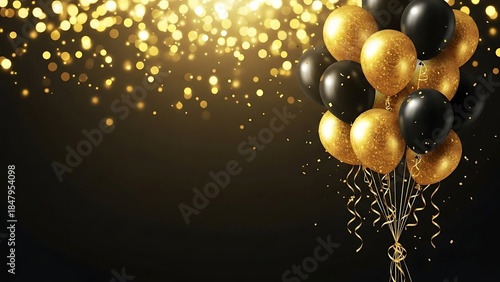 Wallpaper Mural Celebratory balloons in golden and black Torontodigital.ca