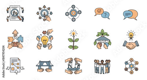 Collection of Modern Business Icons and Symbols.