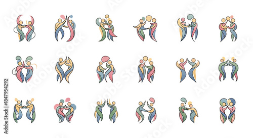 Colorful Dancing Figures in Various Poses.