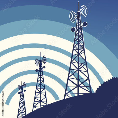 Communication towers on hillside