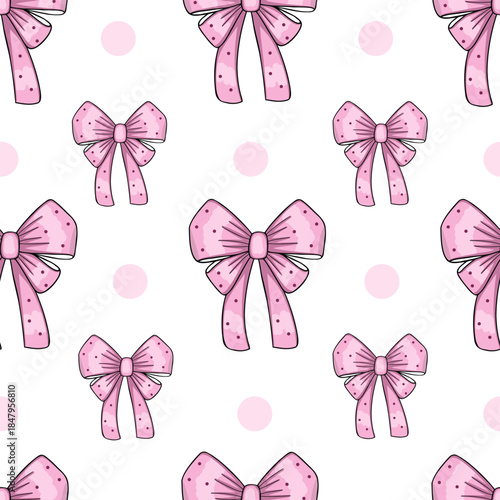 Bows seamless pattern. Vector Illustration for printing, backgrounds, covers and packaging. Image can be used for greeting cards, posters, stickers and textile. Isolated on white background.