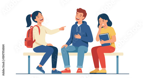 Three students do activities at school