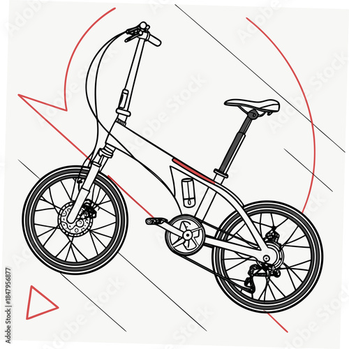 Futuristic foldable bicycle with red accents foldable bike