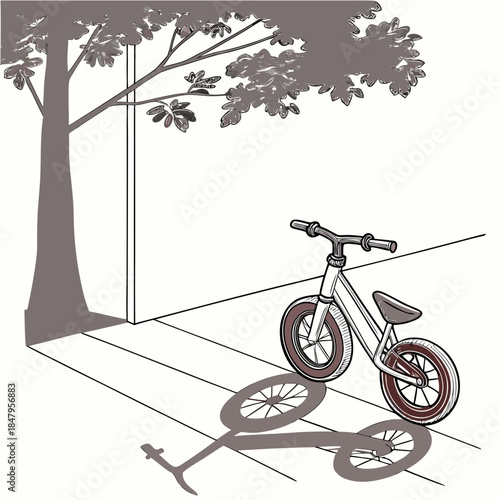 Balance training bike without pedal under tree balance bike
