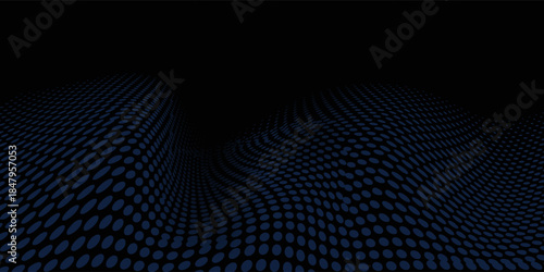 Wave Background. Dots Texture. Digital Pattern. Computer Backdrop. Vector illustration