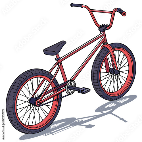 Red bmx bike with black seat and tires red bike black tires