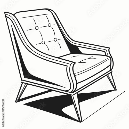 Line mid century sofa chair with angular legs line angular legs