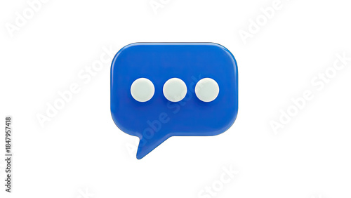 3D Blue Chat Bubble Icon on White Background