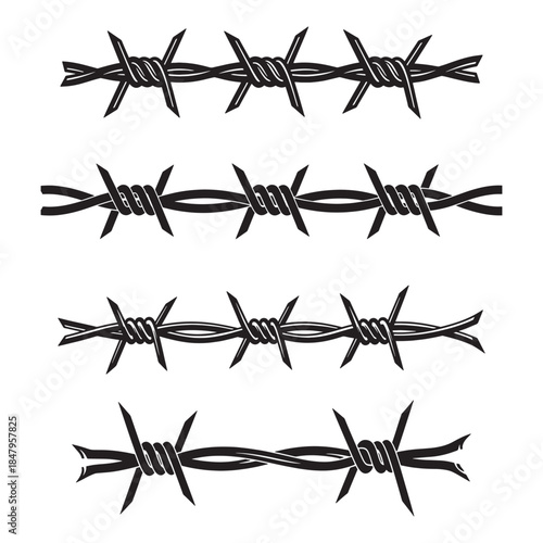 Barbed Wire Vector Illustration - Decorative Border Element