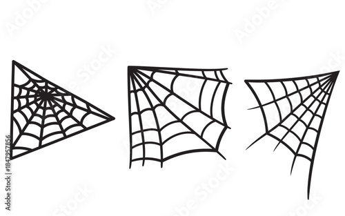 Black Spiderweb Corner Decorations for Halloween and Spooky Themes